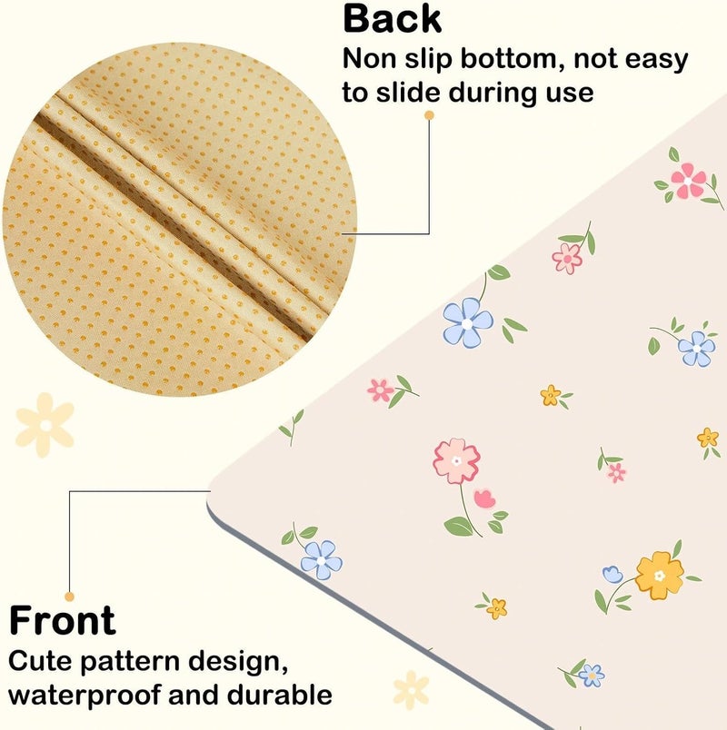 BeBeJoJo Splat Mat for Under High Chair 42 x 42 Inch Waterproof Baby Splash Mat with Non Slip Bottom Reusable Portable Highchair Mat for Floor Food Catcher for High Chair, Yellow Pink Floral - Image 5